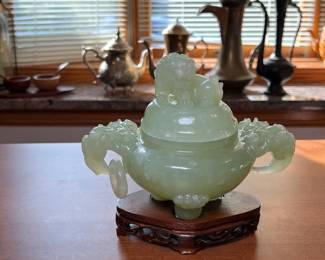 Chinese Carved Jade Incense Burner (censer)