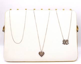 Three Sterling Silver Chains And Pendant Heart
