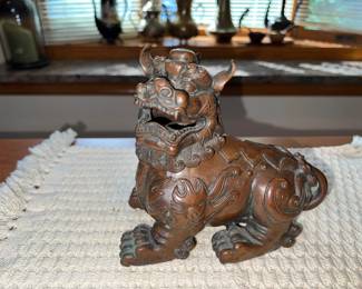 Vintage Bronze Foo Dog Inscense Burner