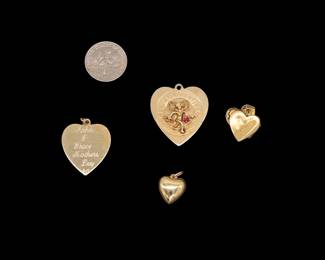 14k Yellow Gold Vintage Heart Pendants