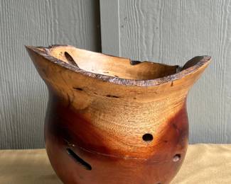 Vintage Natural Rustic Hand Carved Wooden Sculpture Bowl Decor
