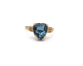 Vintage 14k Yellow Gold Heart Shape Spinel Gemstone Ring