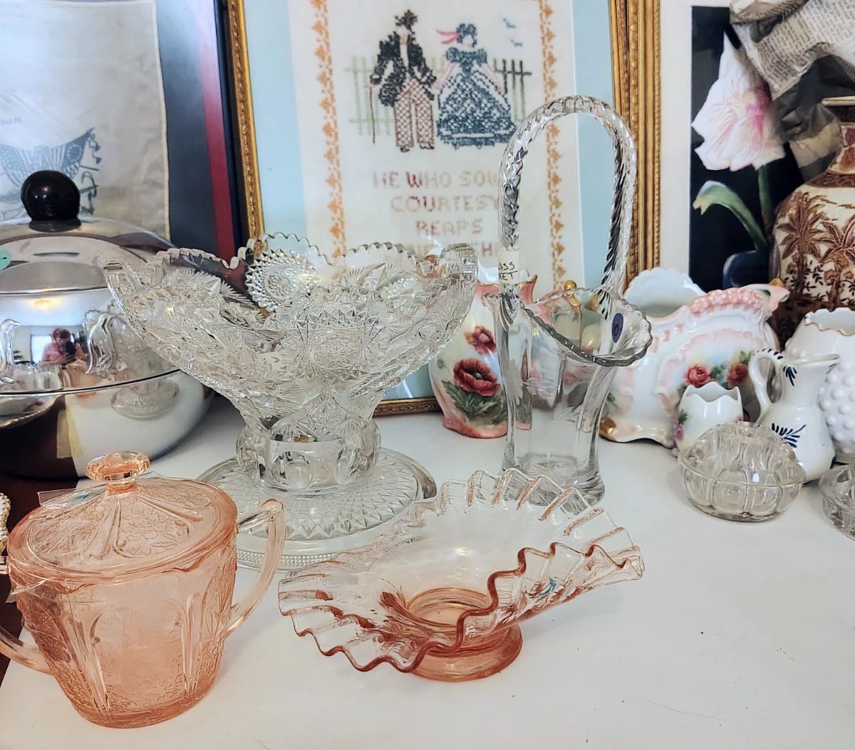 Pink depression glass