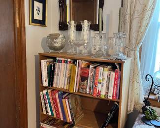 Cookbooks & Crystal Candle Sticks