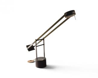 225 VintageBlackMetalAdjustableCounterbalanceHalogenDeskLamp