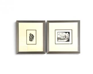 193 ArtistSignedBlackWhiteArchitecturalPrintsLighthouseCottage
