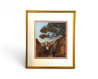 21 OriginalMGoeppeleHillsideVillageLandscapePaintingSigned