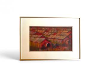 12 OriginalMGoeppeleVillageEncampmentPaintingSigned
