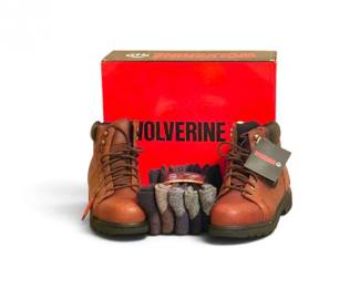 246 NewWolverineManawaSteelToeWorkBoots95Mw5PairsWoolSocks