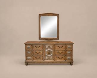 48 VintageThomasvilleBohemianCarved9DrawerDresserwFramedMirror