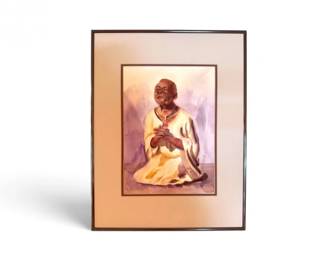 96 OriginalMAGoeppelePrayingFigureWatercolorPaintingSigned