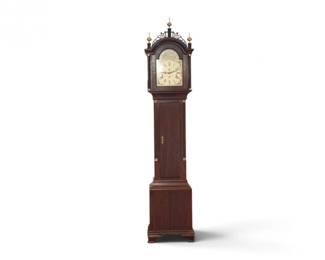 252 VintageSolidWoodGrandfatherClockwMoonDialBrassAccents