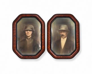 110 AntiquePortraitswArtDecoOctagonalFramesDomedGlass
