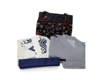 298 2NewJapaneseCottonKimonoswEmbroideredSatinAsianToteBag