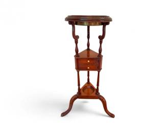 135 AntiqueWoodSmokingStandwMetalLinedAshtrayCabinet