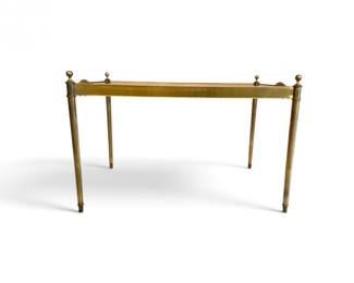 206 VintageMidCenturyBrassBeveledGlassSideTable
