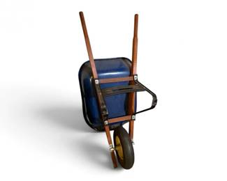 285 HeavyDutyBlueSteelWheelbarrowwWoodHandles