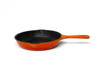 97 NewVintage20LeCreusetFlameOrangeEnameledCastIronSkillet