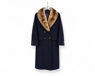 29 VintageElegantFashions100WoolCoatwRealFurCollarXSPetite