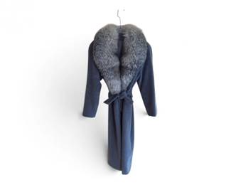 233 VintageBergdorfGoodmanRegencyWoolCoatwRealFurCollarLarge