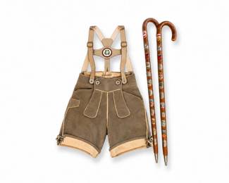 13 TraditionalSuedeLederhosenwSuspenders2BavarianWalkingSticks