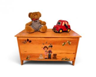 150 HandPaintedPineKidsToyChestVintageToysPuzzlesTeddyBears