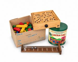 151 VintageWoodToysLincolnLogsMarbleMazeBuildingBlocksMore