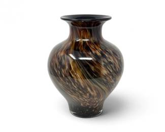 54 ThickMulticolorBrownAmberSwirlArtGlassVase