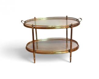 190 VintageFrenchTeaTablewRemovableBrassGlassServingTray