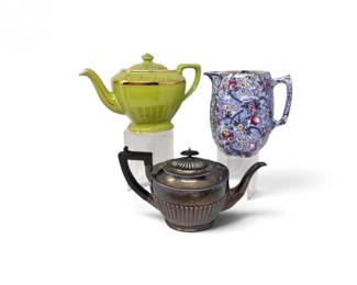 239 VintageHallHollywoodTeapotRingtonsMalingPitcherSilverplate