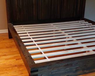 King Size Rustic Wood Platform Bed second image