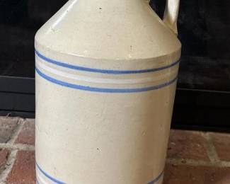 049 stonewarejugwithbluestripedecoratio
