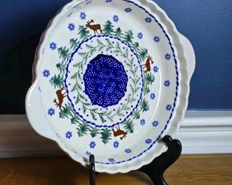 177 polishpotteryflutedpiedishwinterre