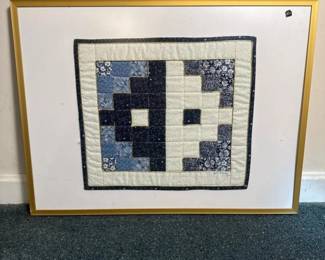124 24x18framedtextilequiltartworksign