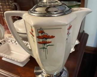 Vintage Art Deco ceramic electric coffee percolator.