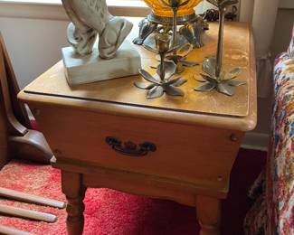 One of two matching Colonial-style side tables.
