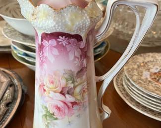 Antique porcelain chocolate or coffee pot by R.S. Prussia or similar.