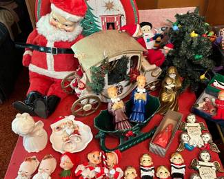 Lots of vintage Christmas decor and ornaments.