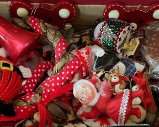 Lots of vintage Christmas decor and ornaments.