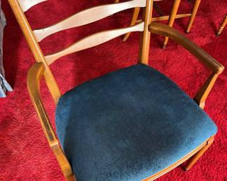 Closer look at one of the six chairs that accompany, the Mid-Century Modern dining table.