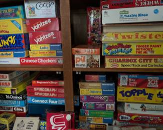 Many vintage games and toys.