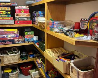 Large closet, full of games and toys. Many other toys and games to be sold, as well.