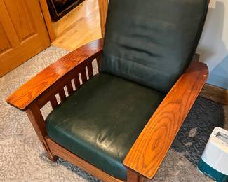 Classic Mission-style bow-arm Morris chair.