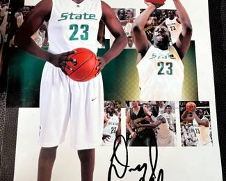 Large selection of Michigan State University, memorabilia, including this signed Draymond Green poster.