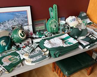 Large collection of Michigan State Spartans memorabilia.