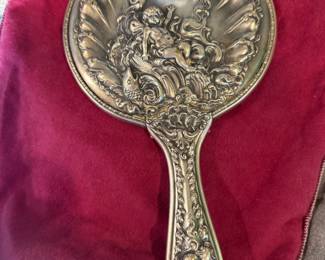 Sterling Cherub Mirror