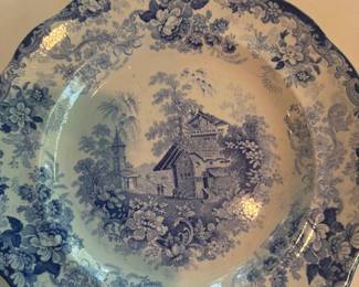 Antique Blue Transferware Plat 1 of 2