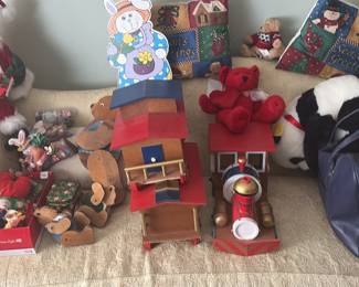 Antique couch Christmas items galore