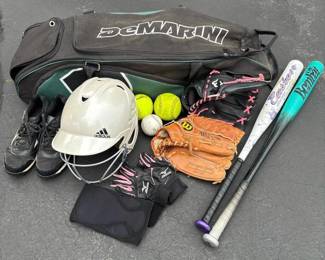 132 softballequipmentsetwithbagsbatsgl