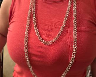 Silver long necklace